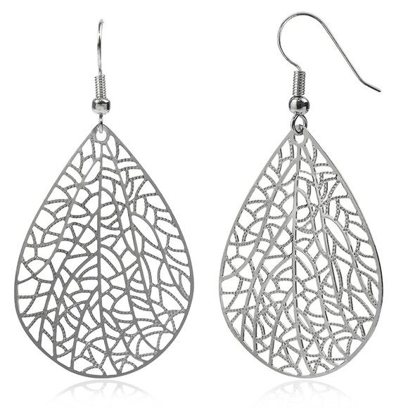 925 Sterling Silver Teardrop Dangle Trendy Hypoallergic Earrings For women - Picture 1 of 6